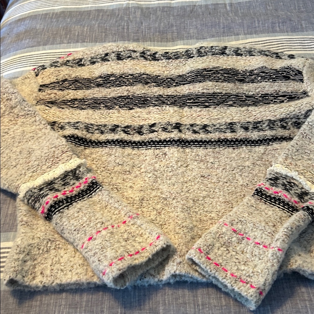 Free People Knit Sweater in Cream and Brown